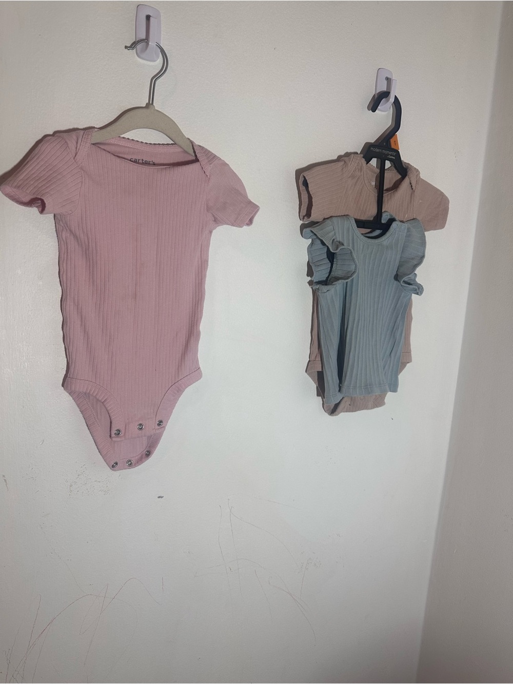 Carter's Ribbed Short-Sleeve Baby Bodysuit Set - Pink, Blue, Brown